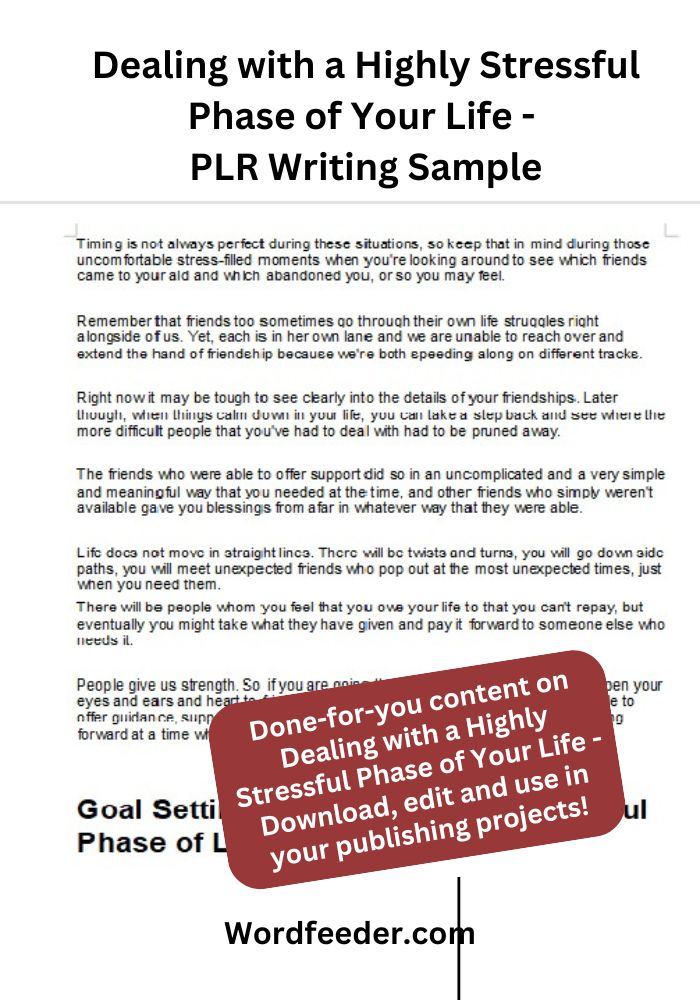 dealing with a highly stressful phase of your life writing sample